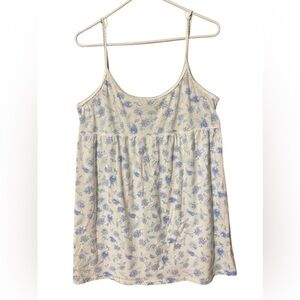 Lauren Ralph Lauren Night Shirt Large Blue White Floral Babydoll Cottage-core